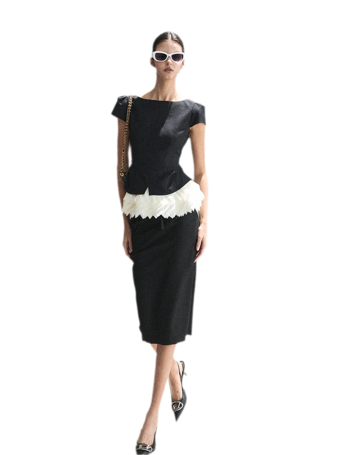 Colorblock Cropped Top Skirt Set
