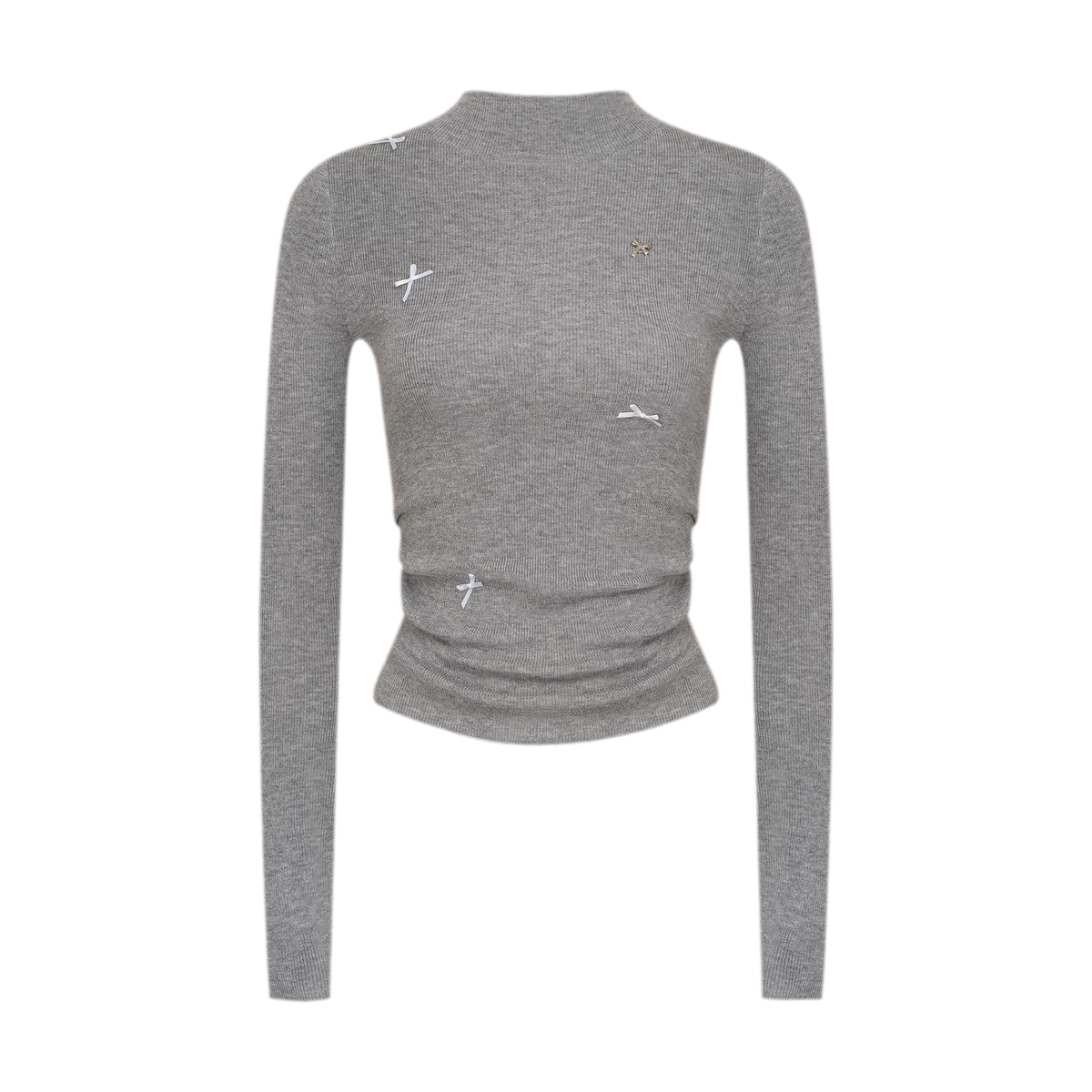 Fine Wool Ruched Bow Top