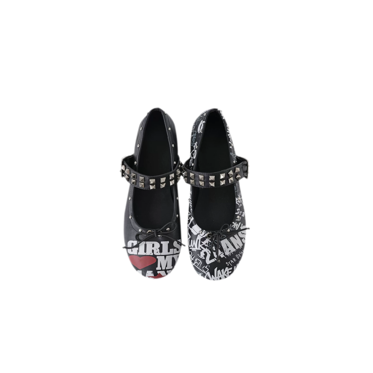 Zapatos Mary Jane con tachuelas de graffiti