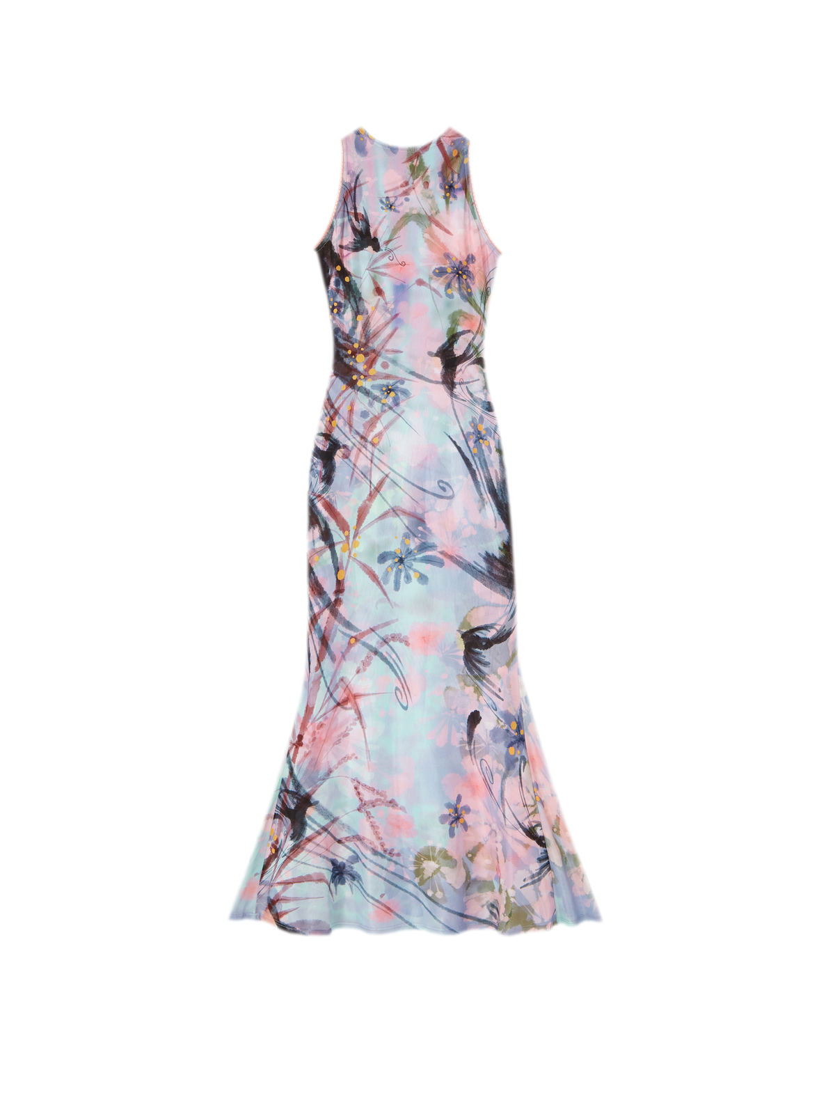 Printed Mock Neck Mermaid Dress