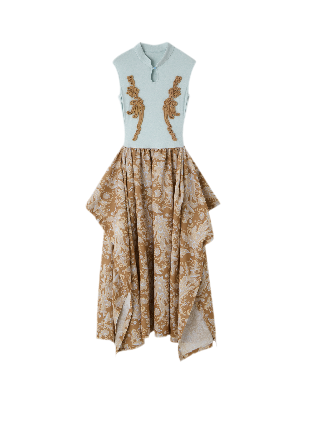Midi-Kleid in Leinenoptik mit asymmetrischem Saum