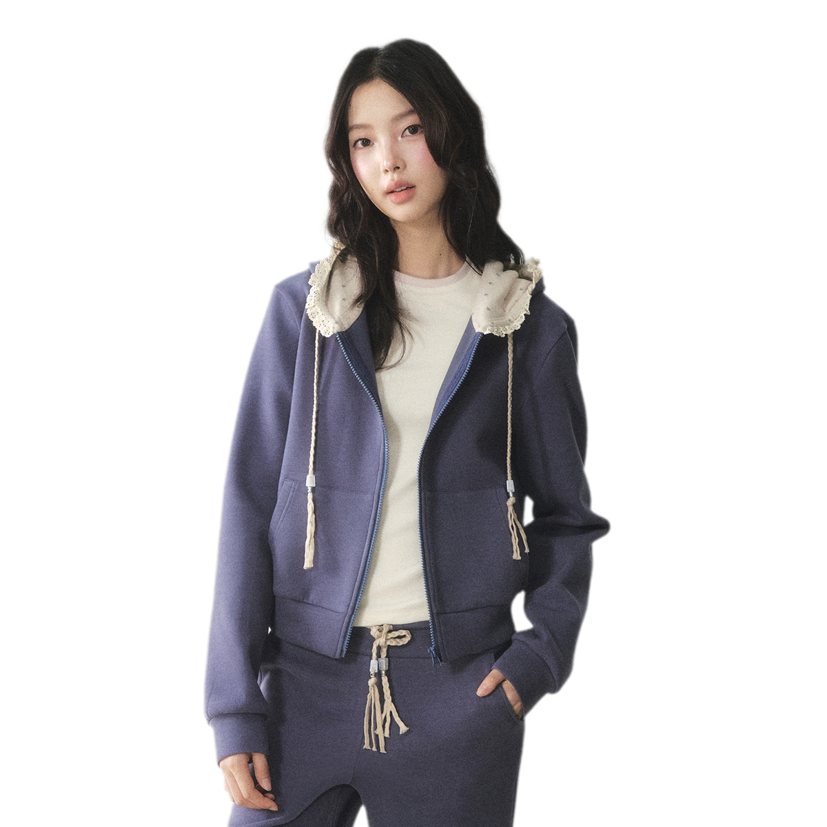 Conjunto floral de sudadera con capucha Air-Layer