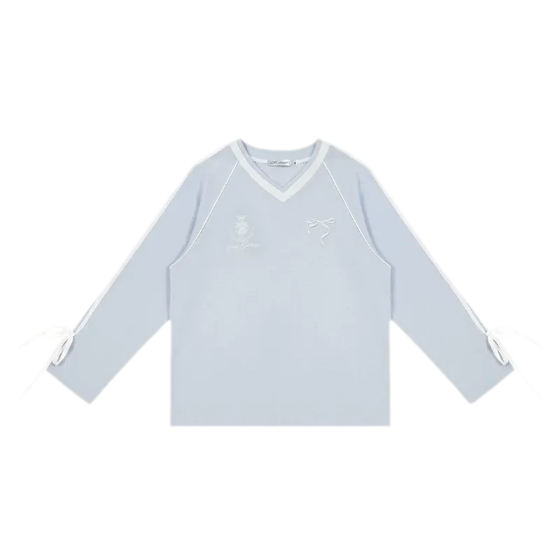 Colorblock Bow Embroidered Tee