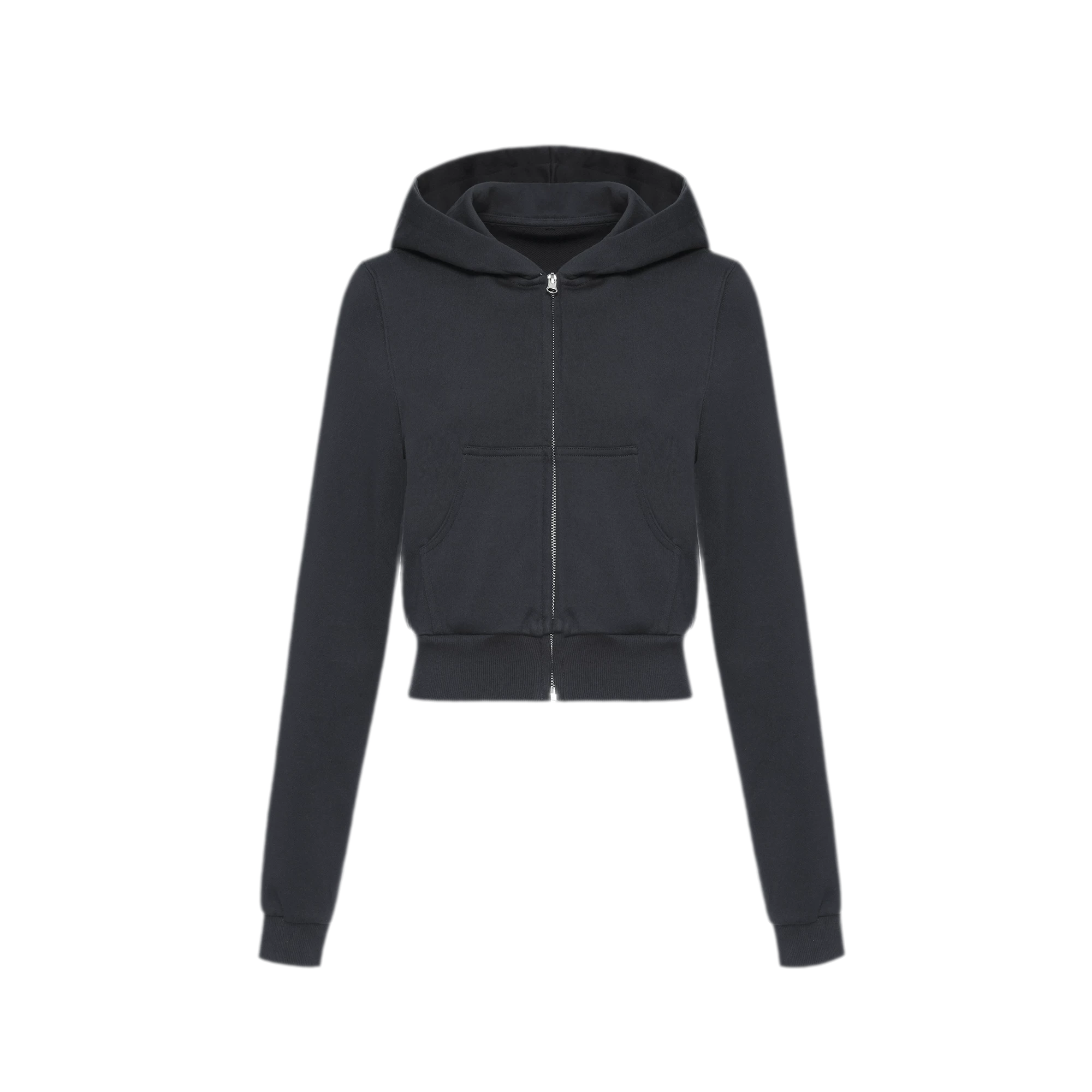 Ribbed Slim-Fit Cropped Hoodie
