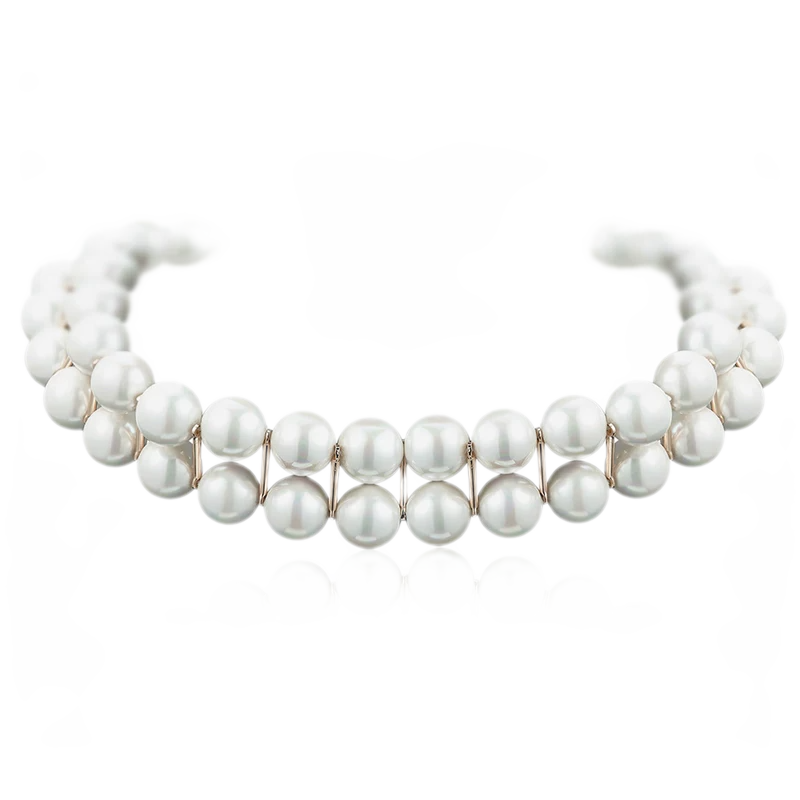 M2M Original Vintage Double Layer Pearl Metal Choker