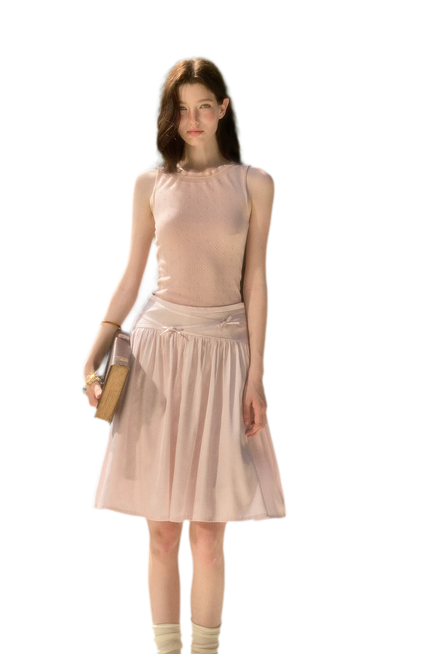 Satin Bow A-Line Skirt