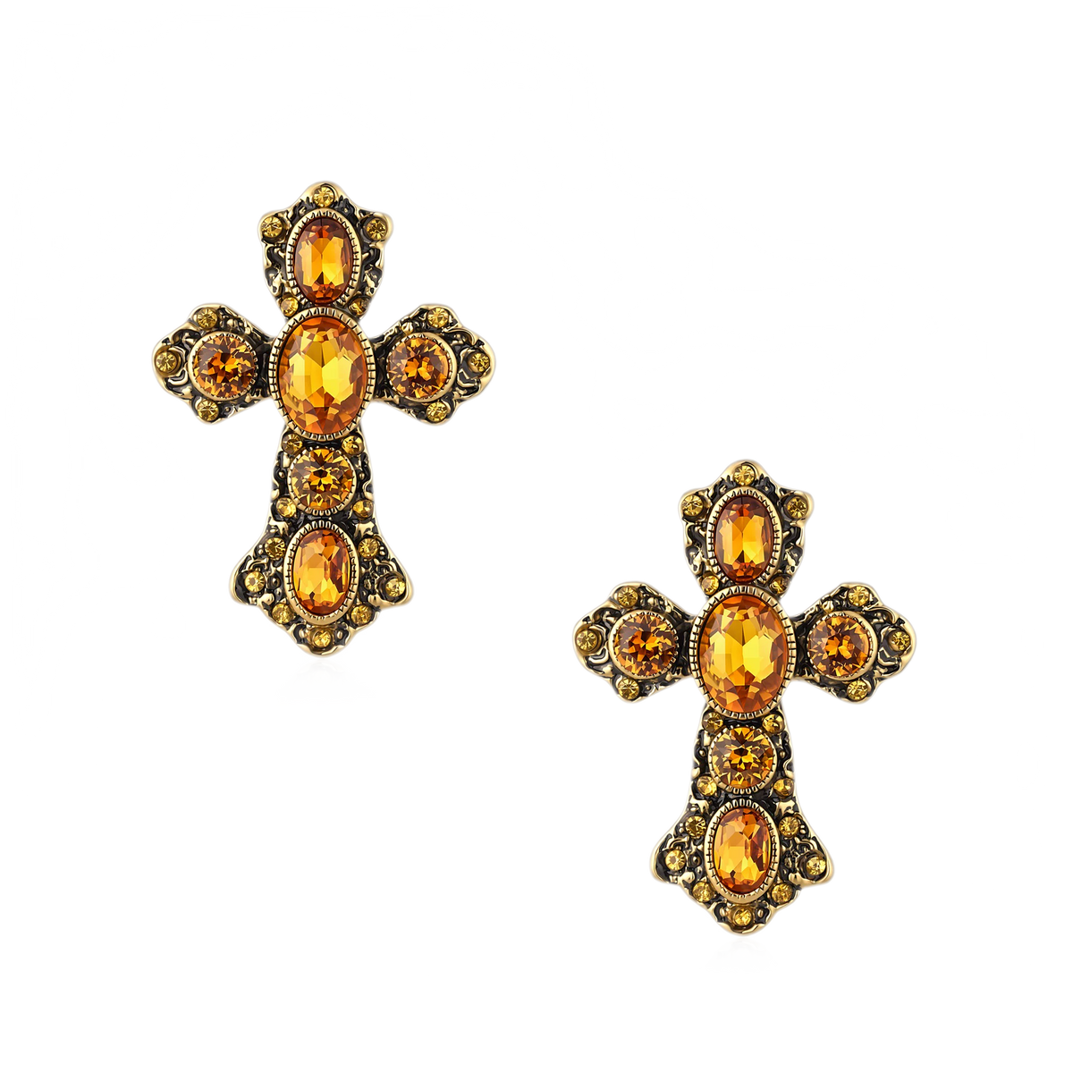 Pendientes de cruz barrocos vintage