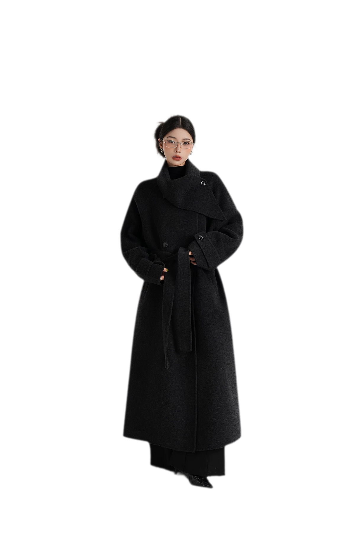 Handstitched Shawl Collar Wool Coat