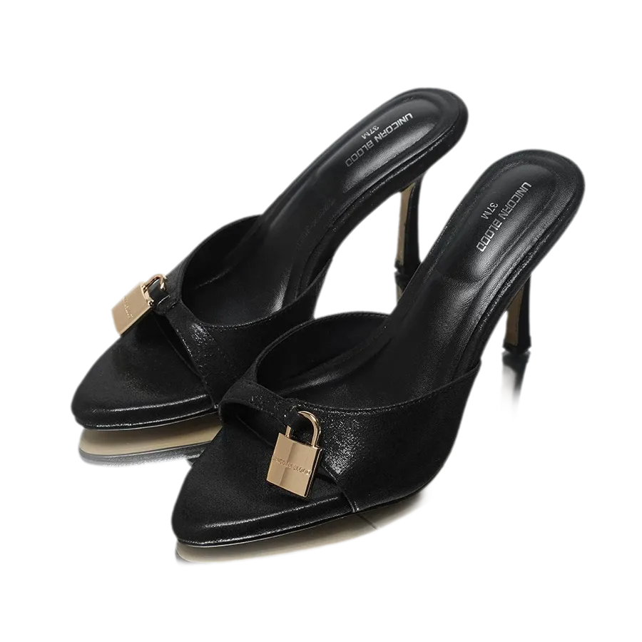 Buckle Pointed-Toe Heeled Mules