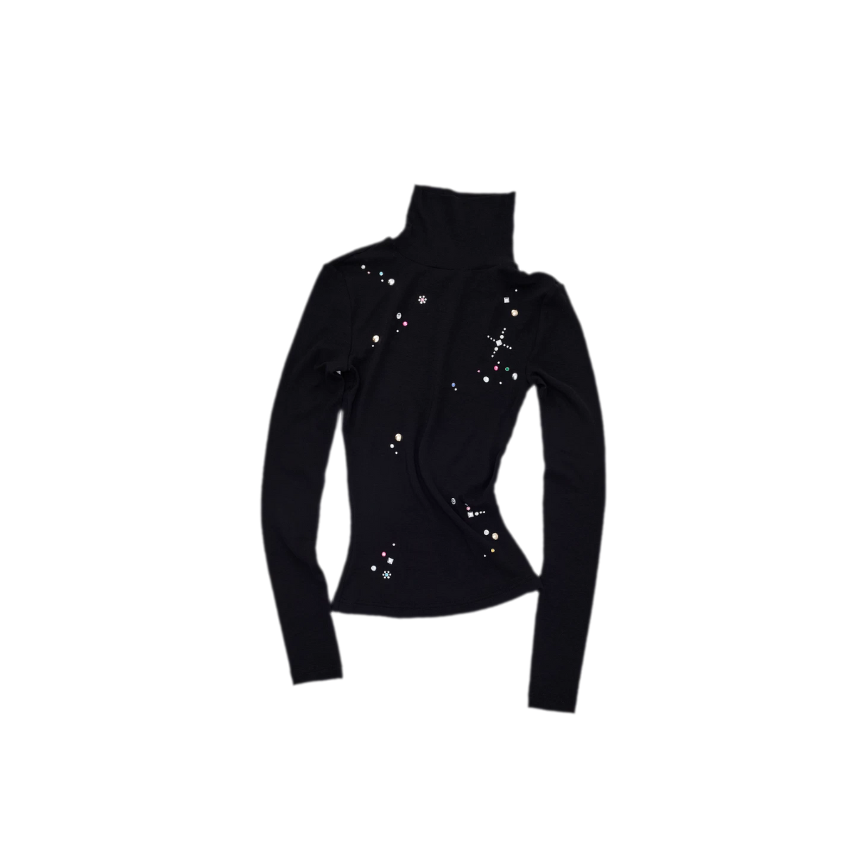 Top à col roulé en mérinos orné de strass