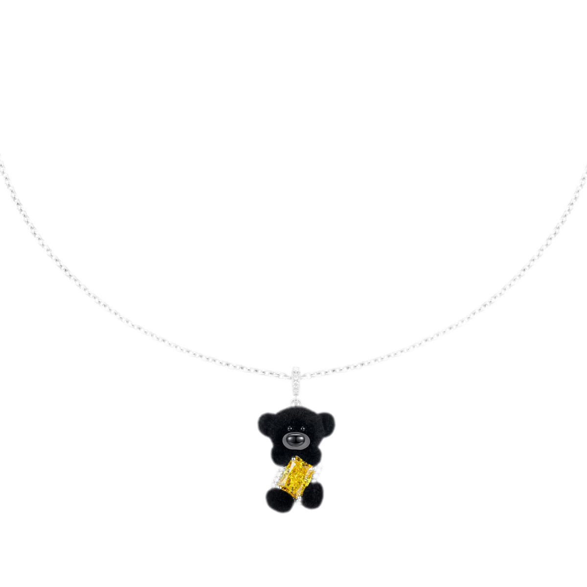 Beflockte Bären-Zirkon-Halskette