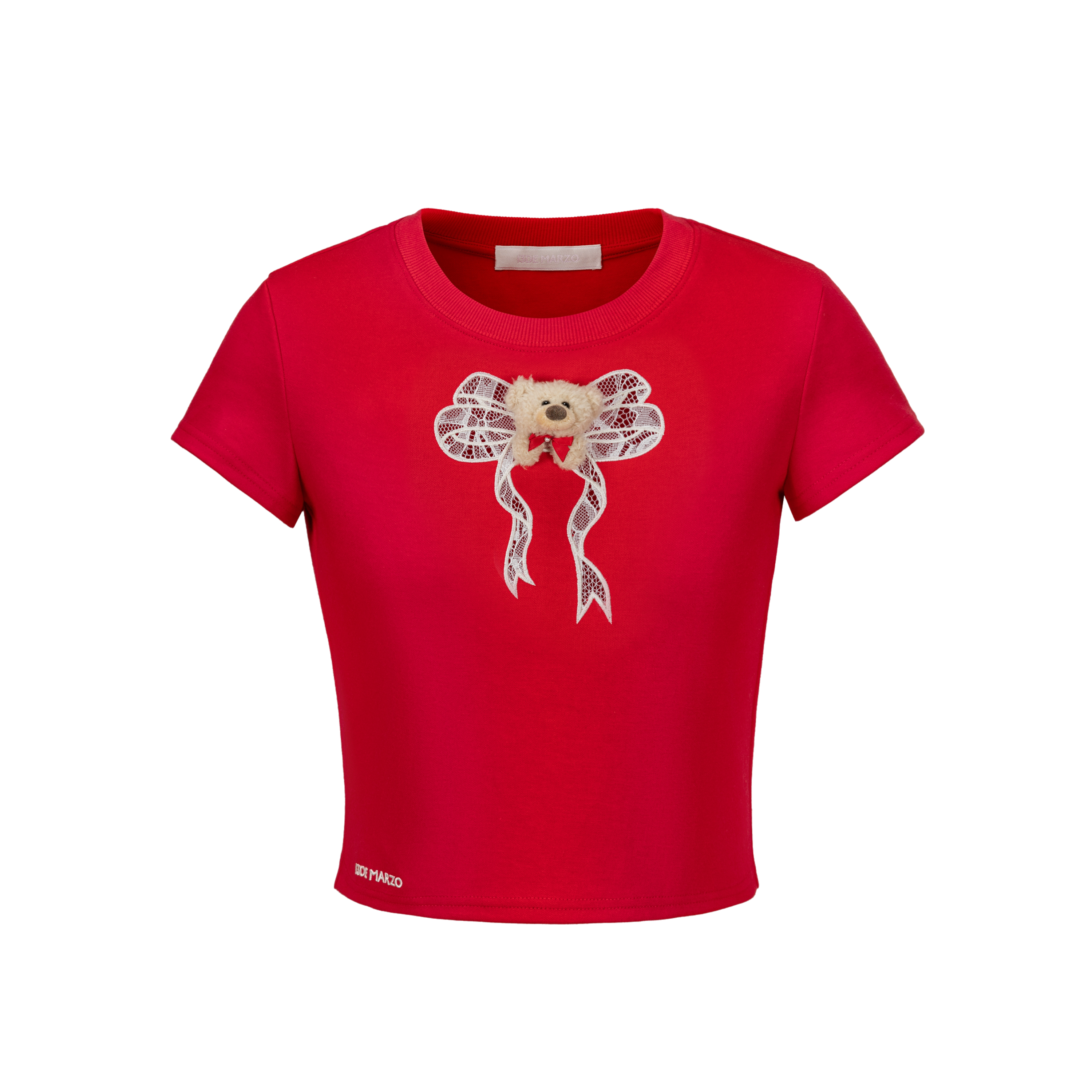 Spring/Summer 2026 Lace Bow Short Sleeve T-shirt