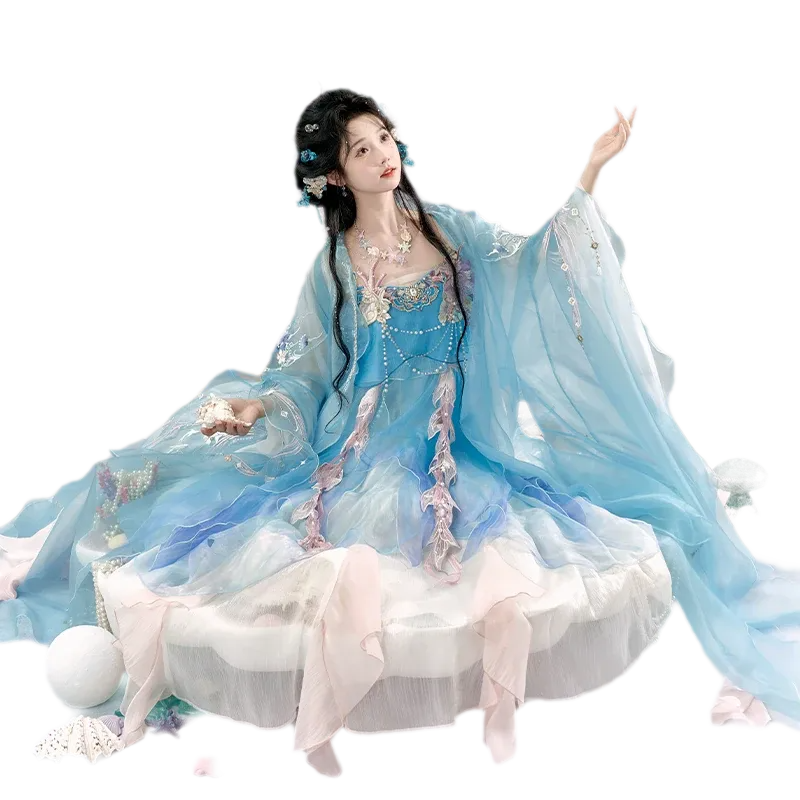 Doria Mermaid Song Embroidered Large-Sleeve