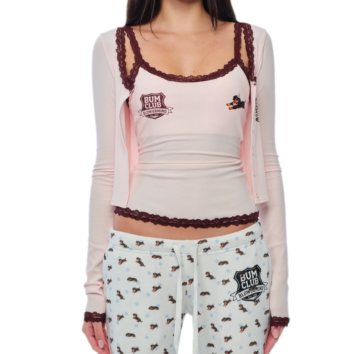 Áo camisole họa tiết viền ren