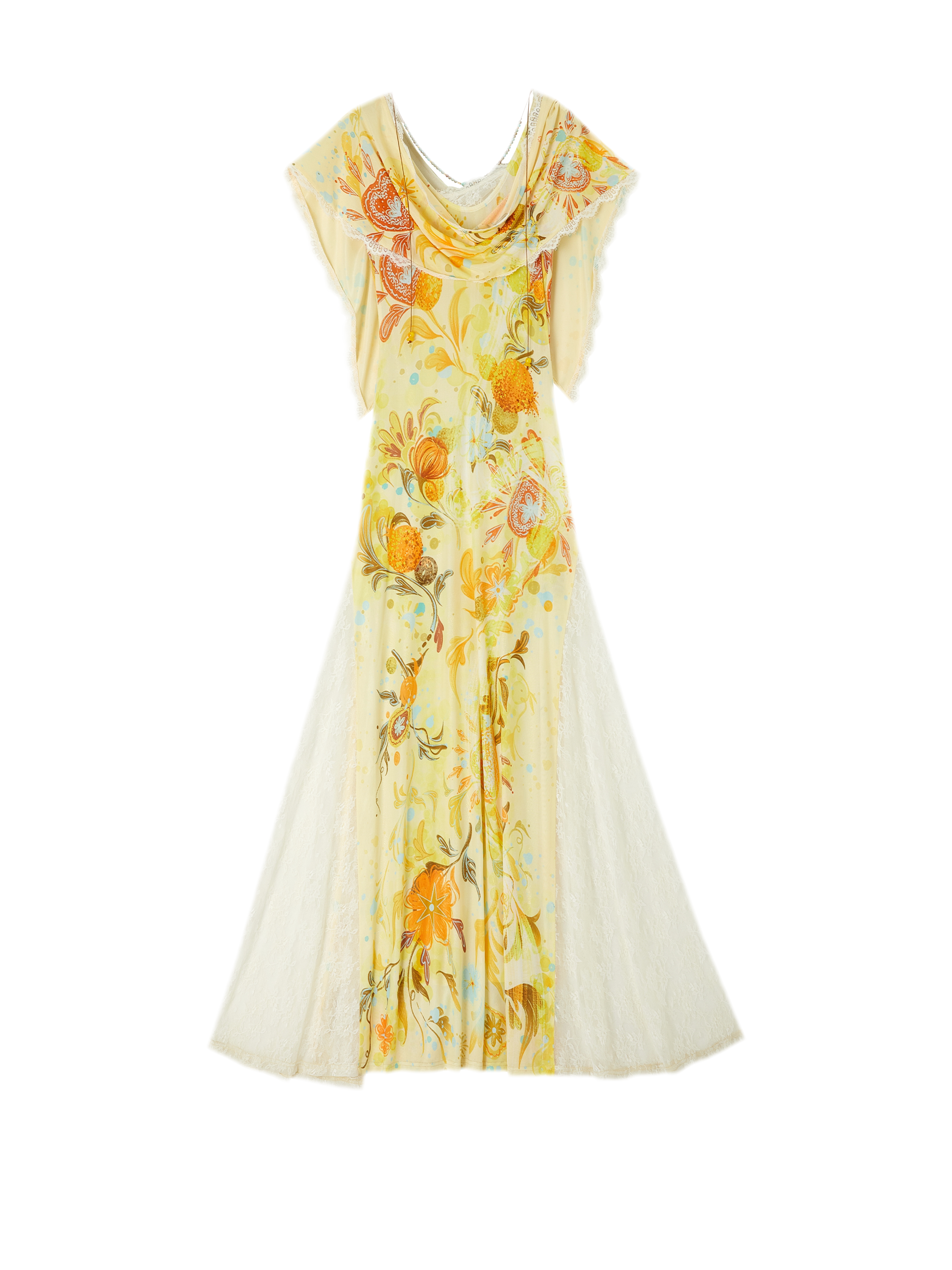 Beaded Lace Print Convertible Dress