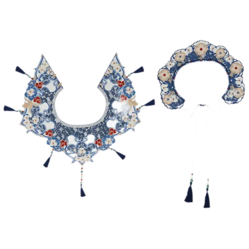 青花碎玉 Blue-and-White Jade Shards Ming-Style Stand-Collar