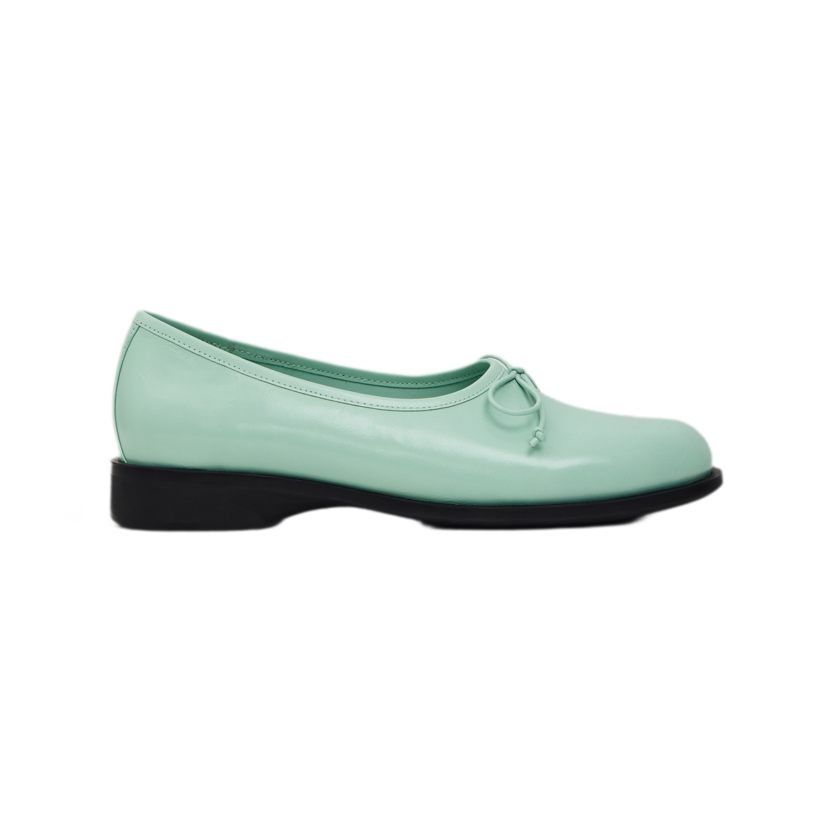 Oiled Leather Bow Ballet Flats