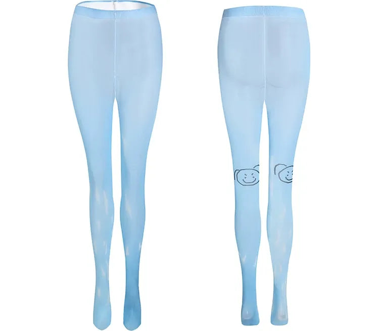 Graphic High-Stretch Footed Tights