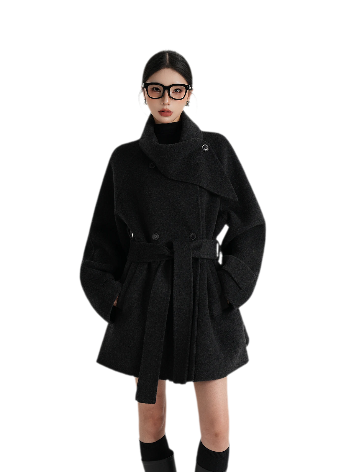 Handstitched Shawl Collar Wool Coat