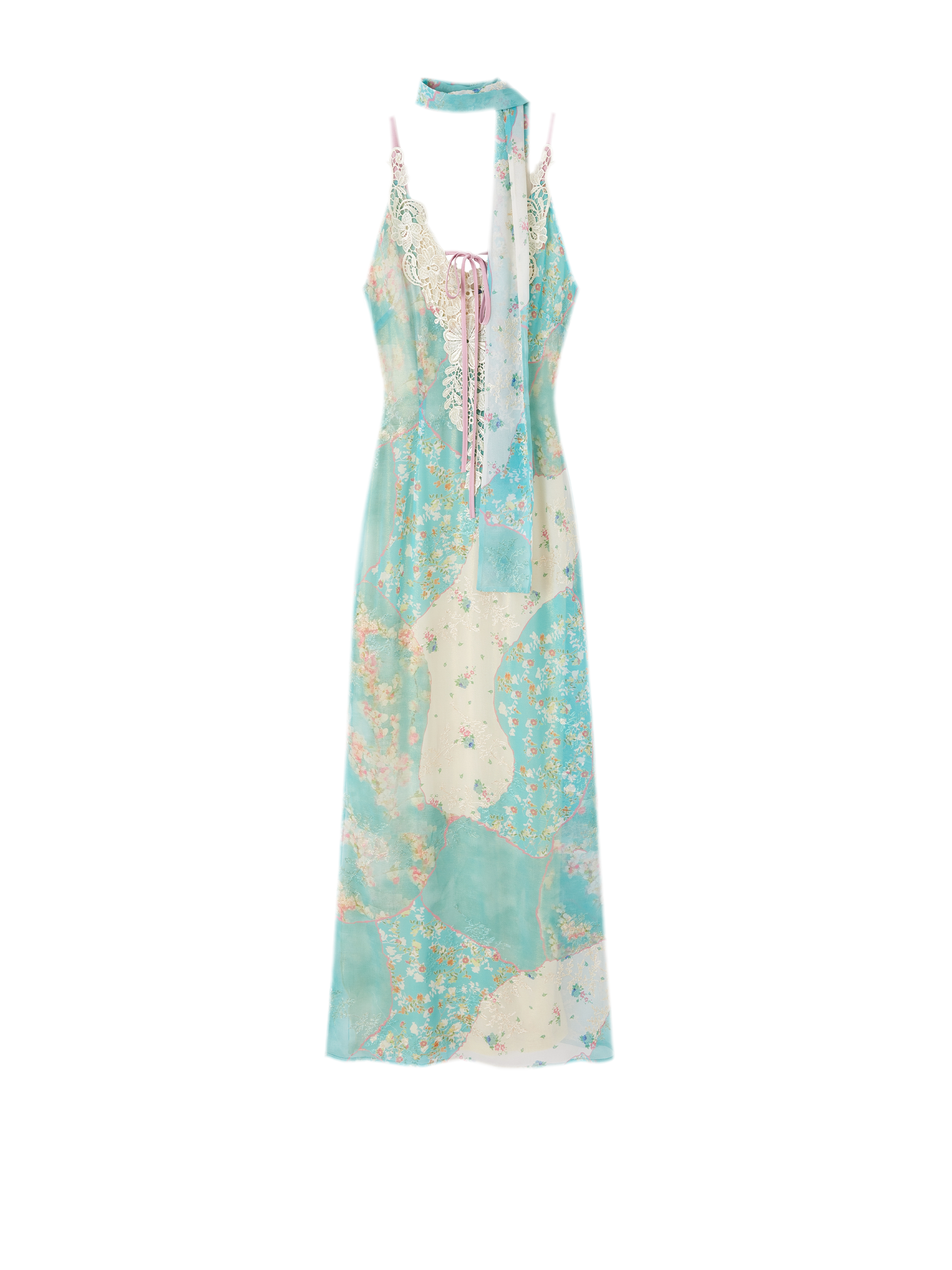 Iris Floral Lace Trim Vintage Dress