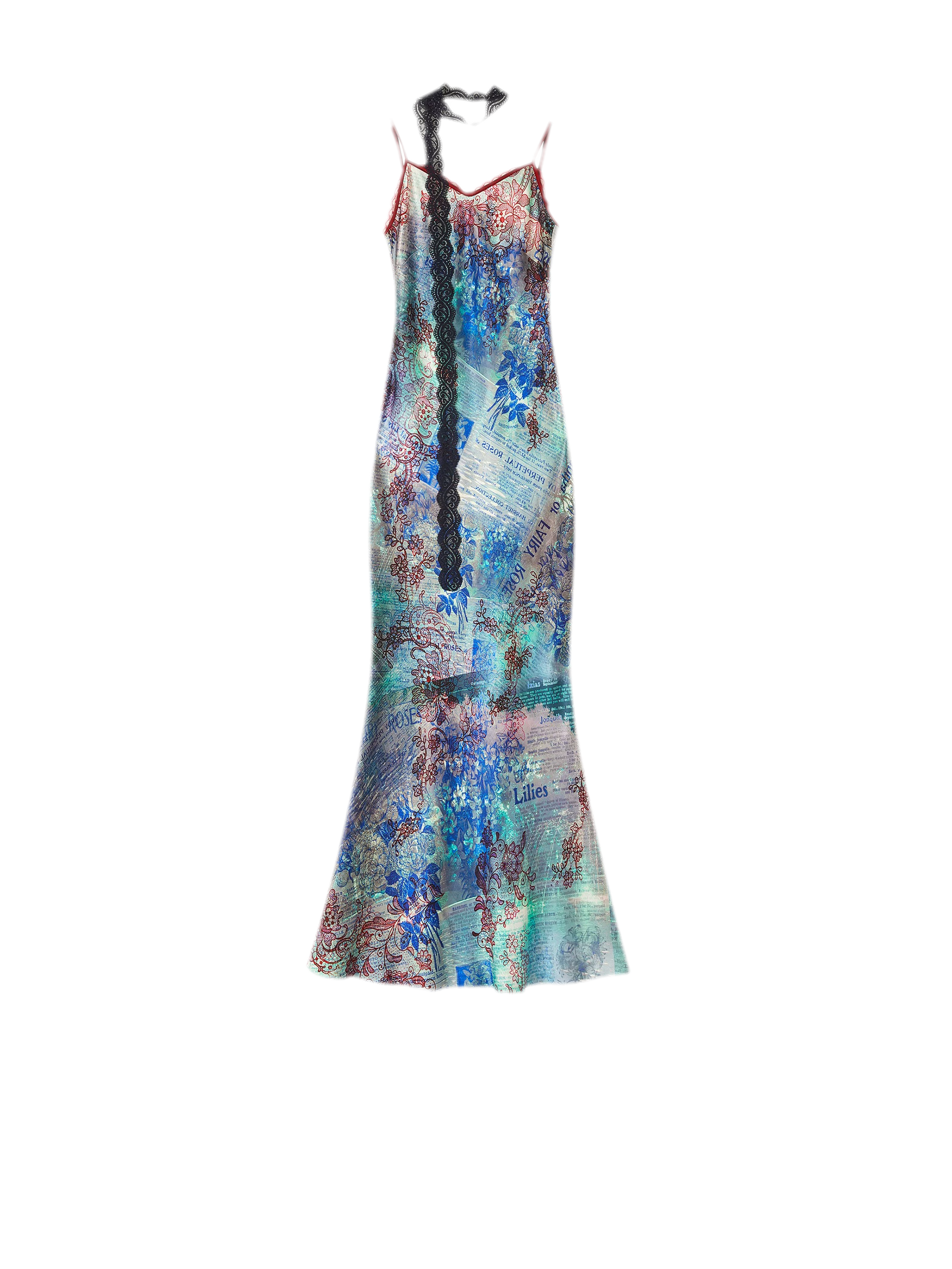 Botanical Print Bias-Cut Camisole Long Dress