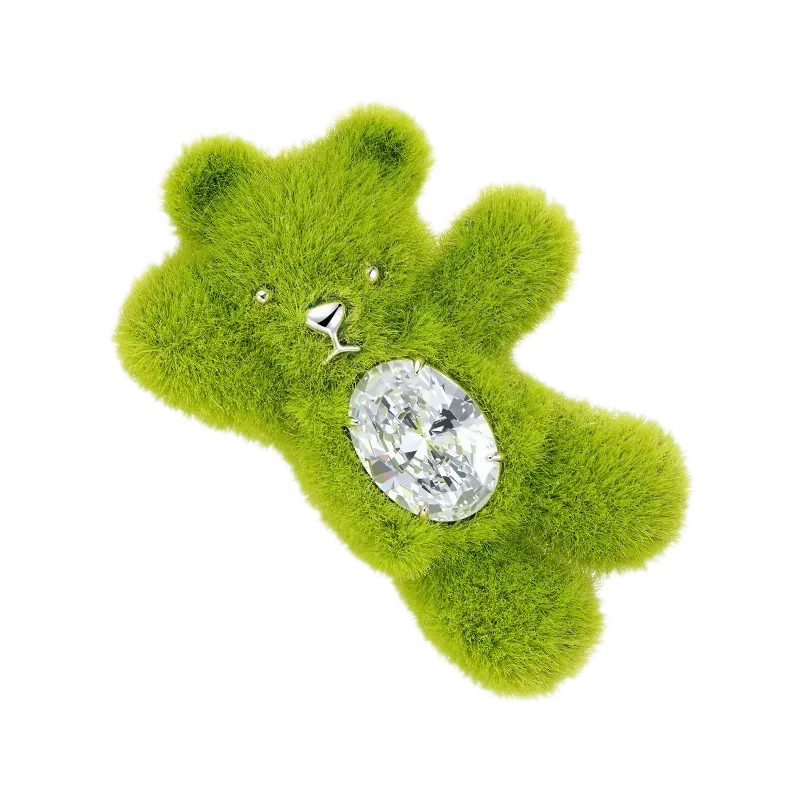 Plush Gemstone Bear Hair Clip