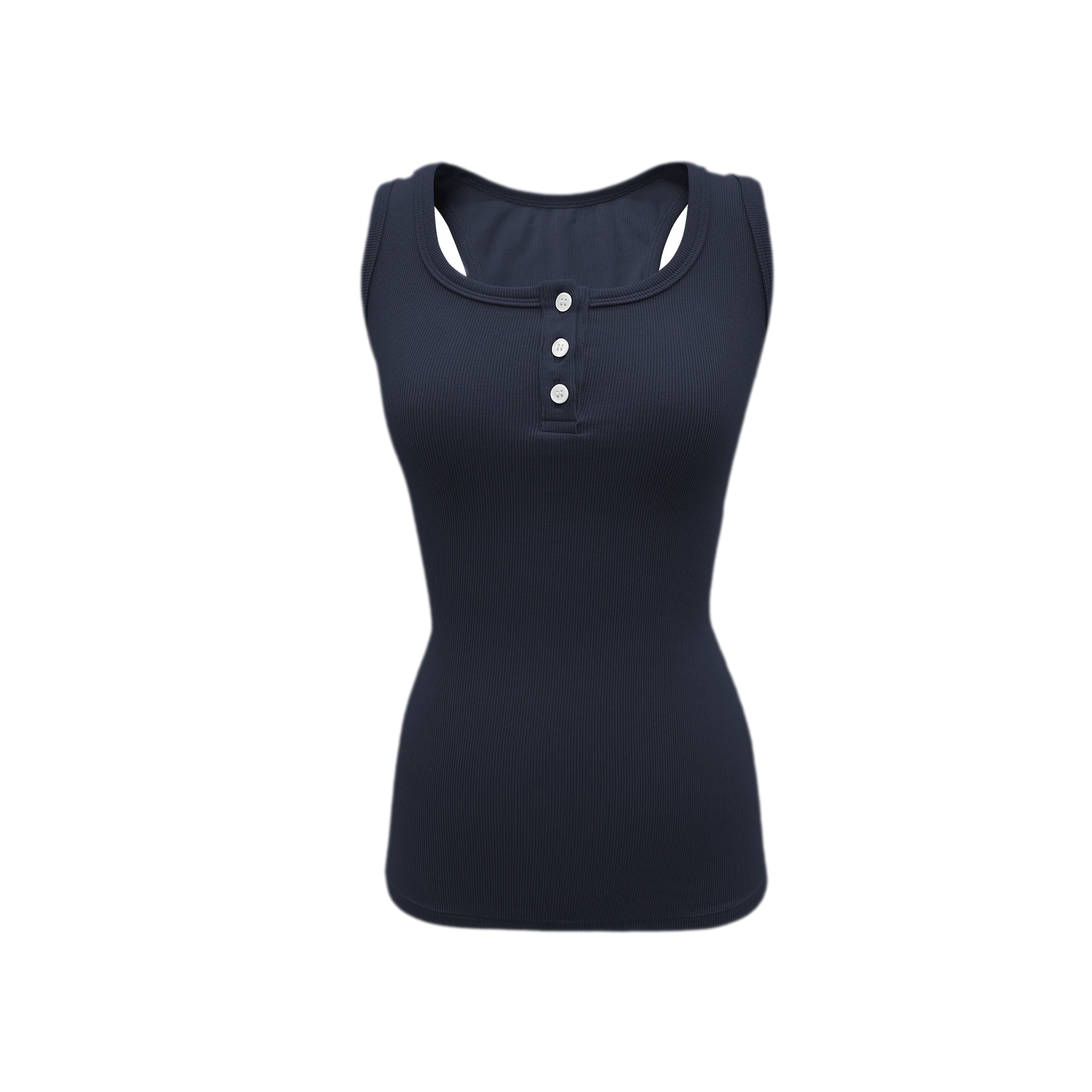Ribbed Slim-Fit Henley Tank