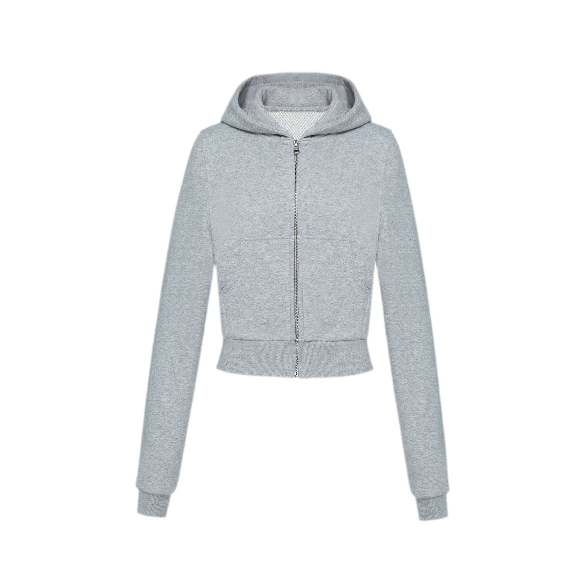 Ribbed Slim-Fit Cropped Hoodie