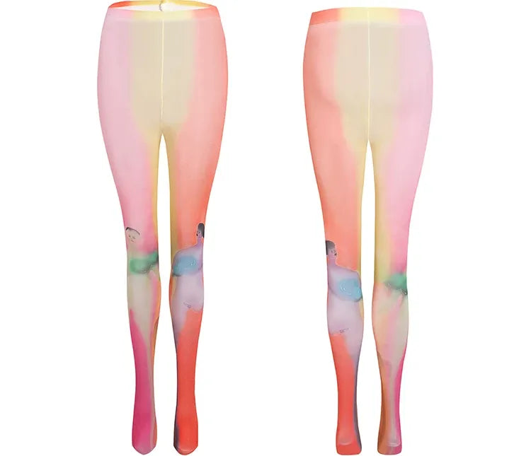 Graphic High-Stretch Footed Tights