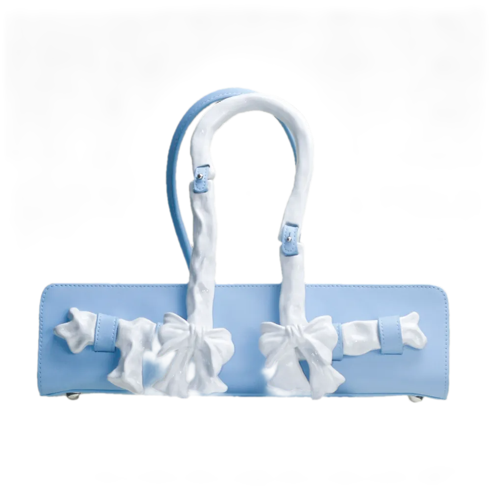 Glossy Bow Handle Handbag