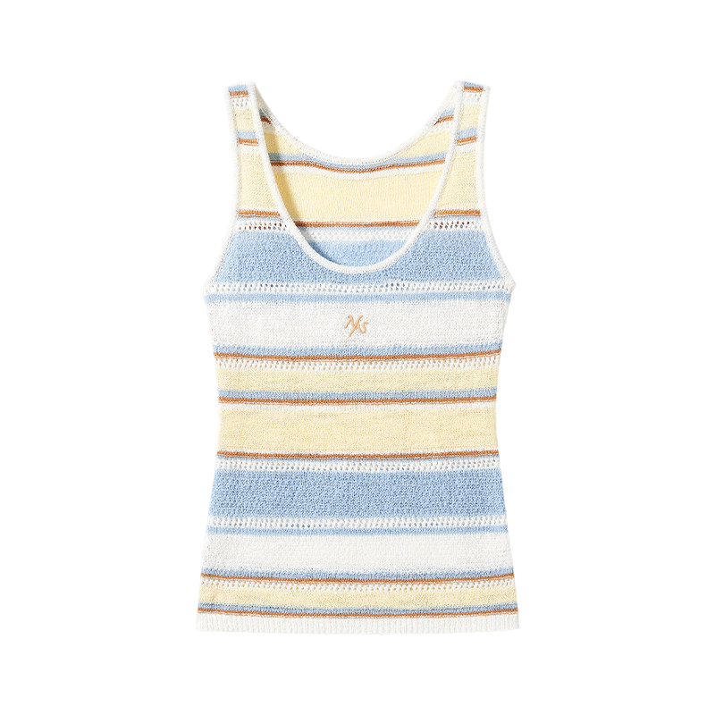 Marfi Knit Vest with Textured Striped Pattern