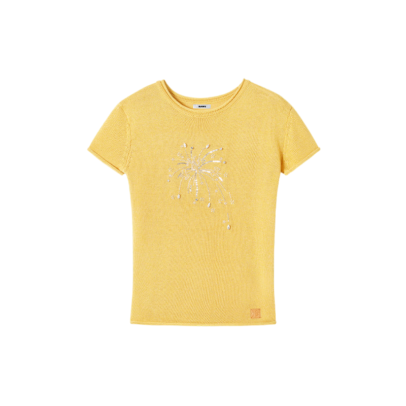 Firework Embroidered Silk Linen Tee