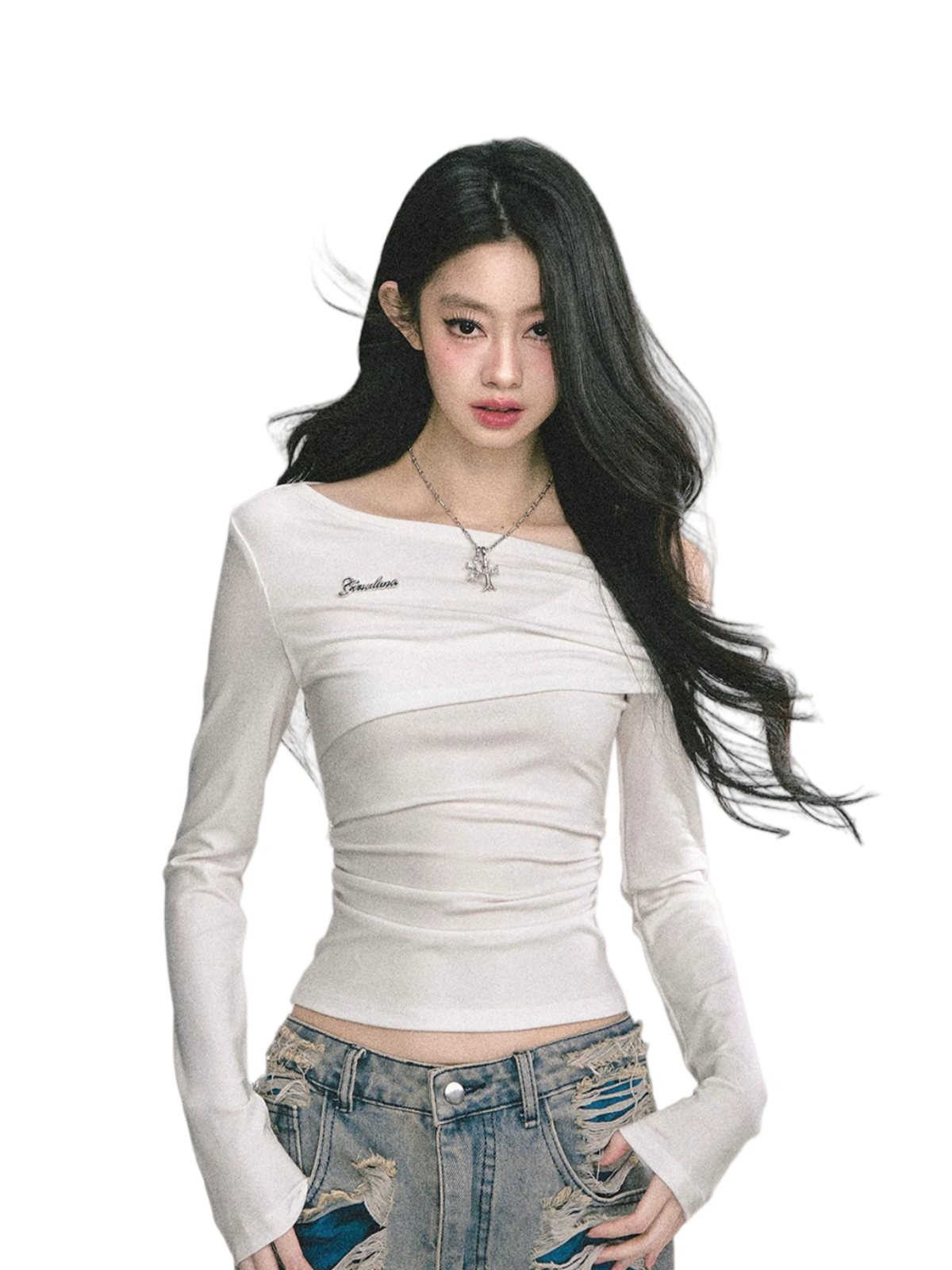 Lace Cutout Shoulder Tee