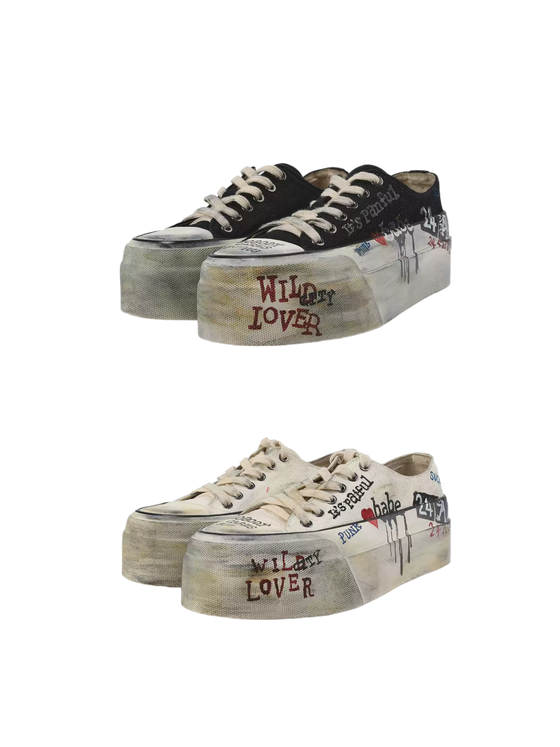 Dirty Fit Graffiti Platform Canvas Sneakers