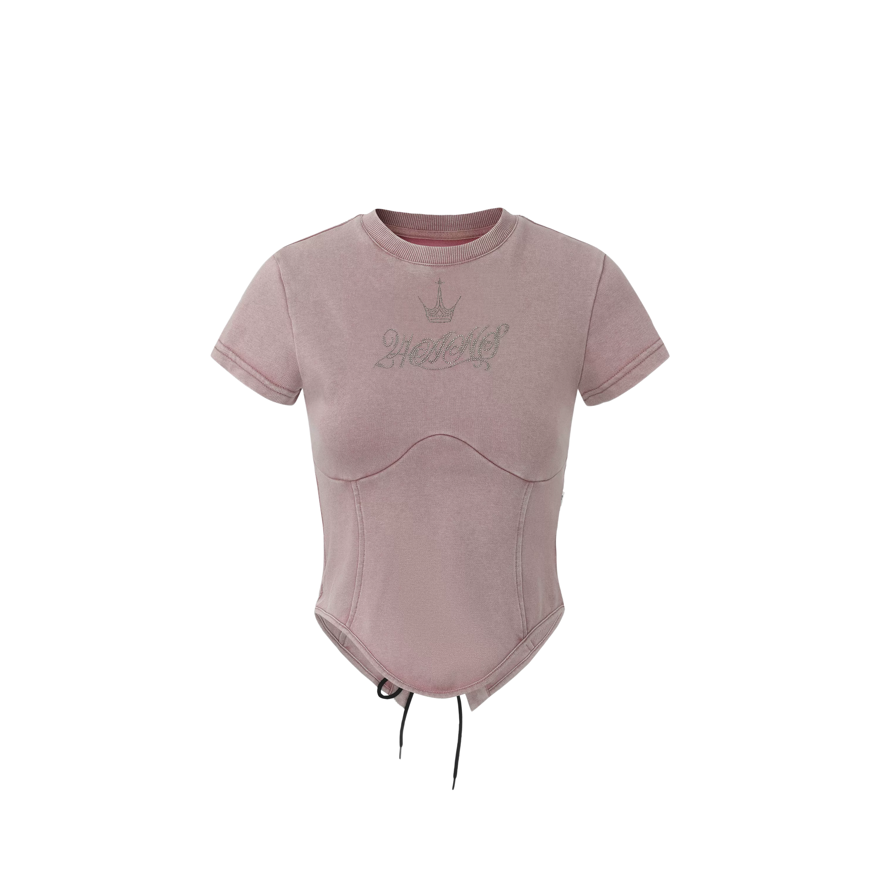 Punk Rhinestone Drawstring Tee