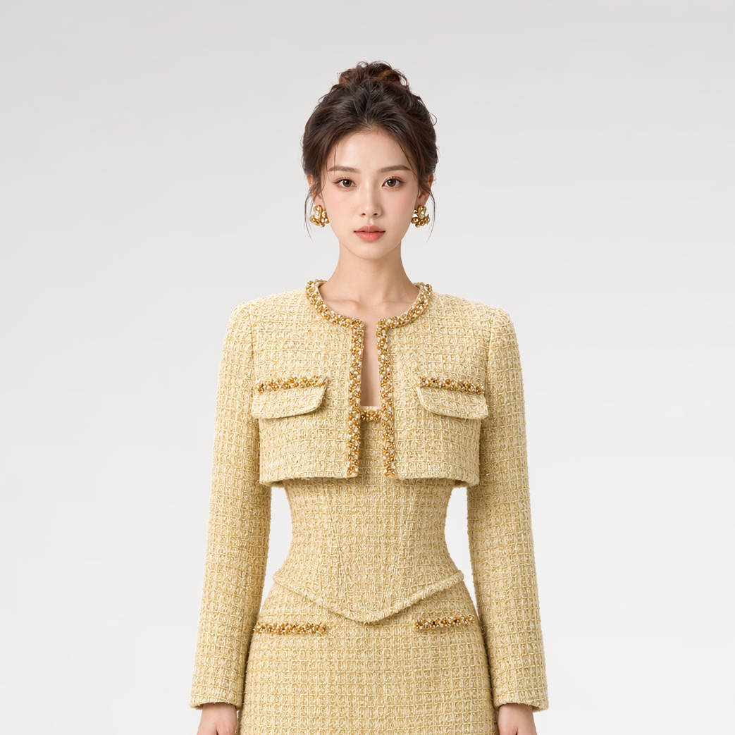 Golden Tweed Corset Set