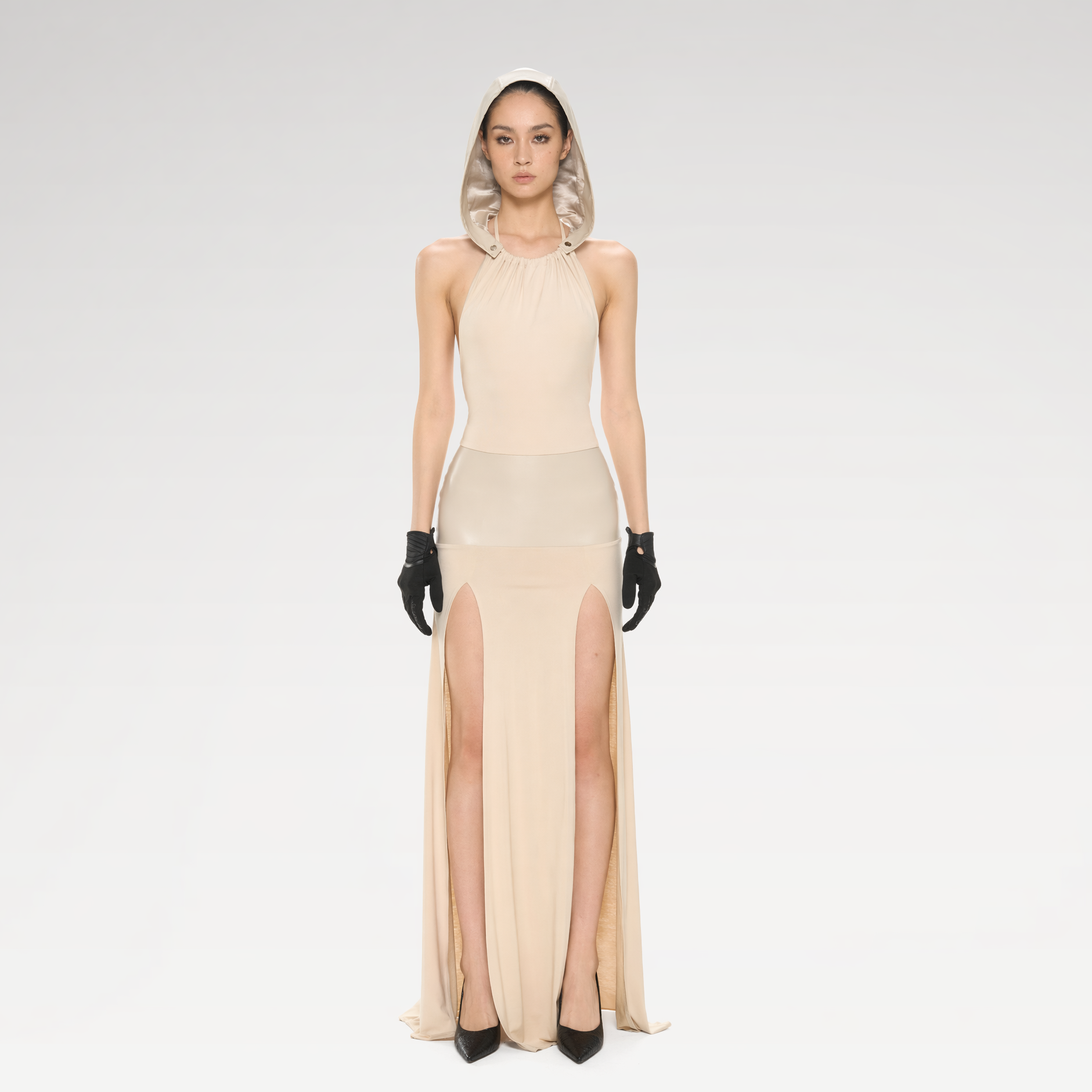 Detachable Hood Cutout Dress