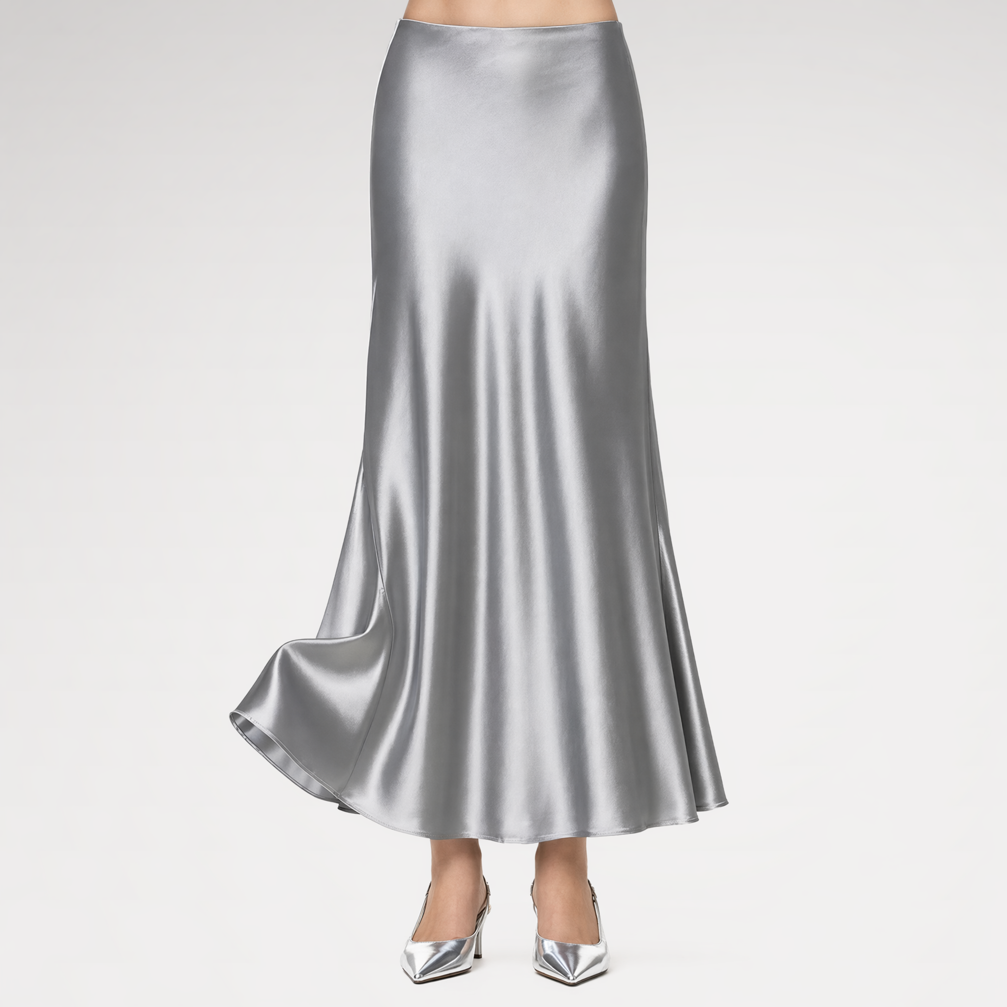 Satin Fishtail Midi Skirt