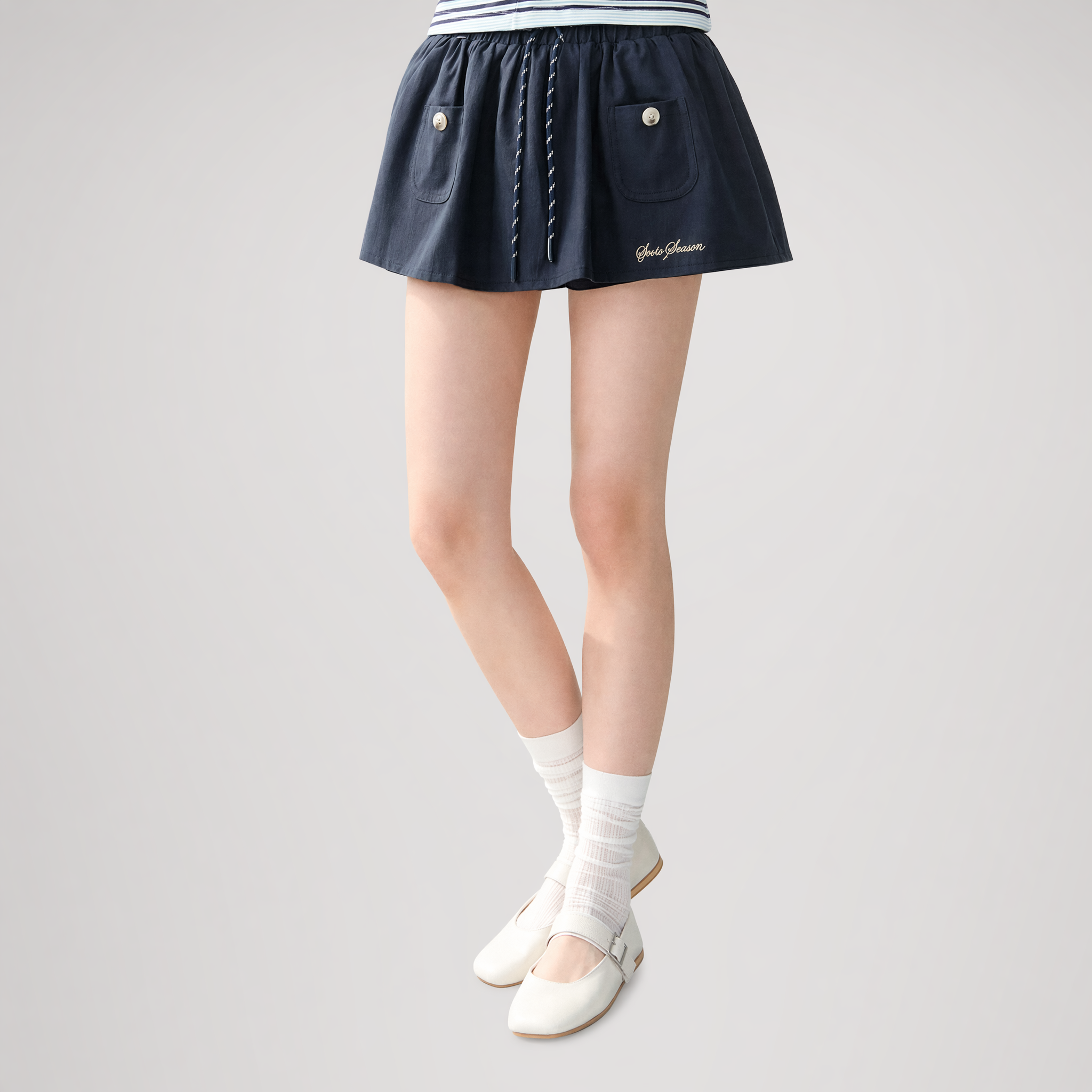 Cotton Lyocell Pocket Skirt