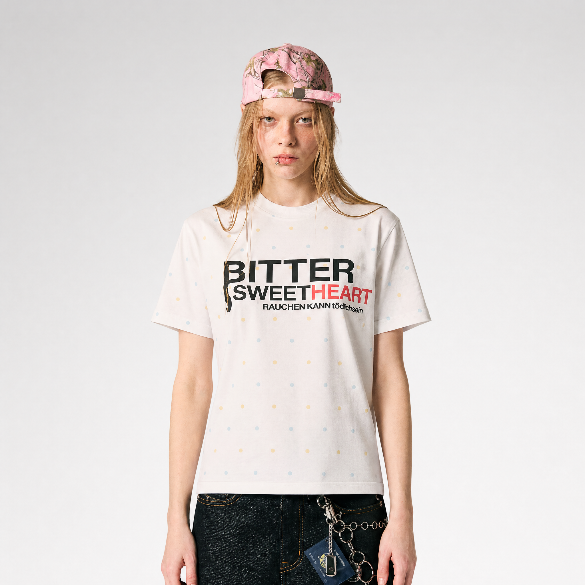Colorful Polka-Dot Fitted T-Shirt