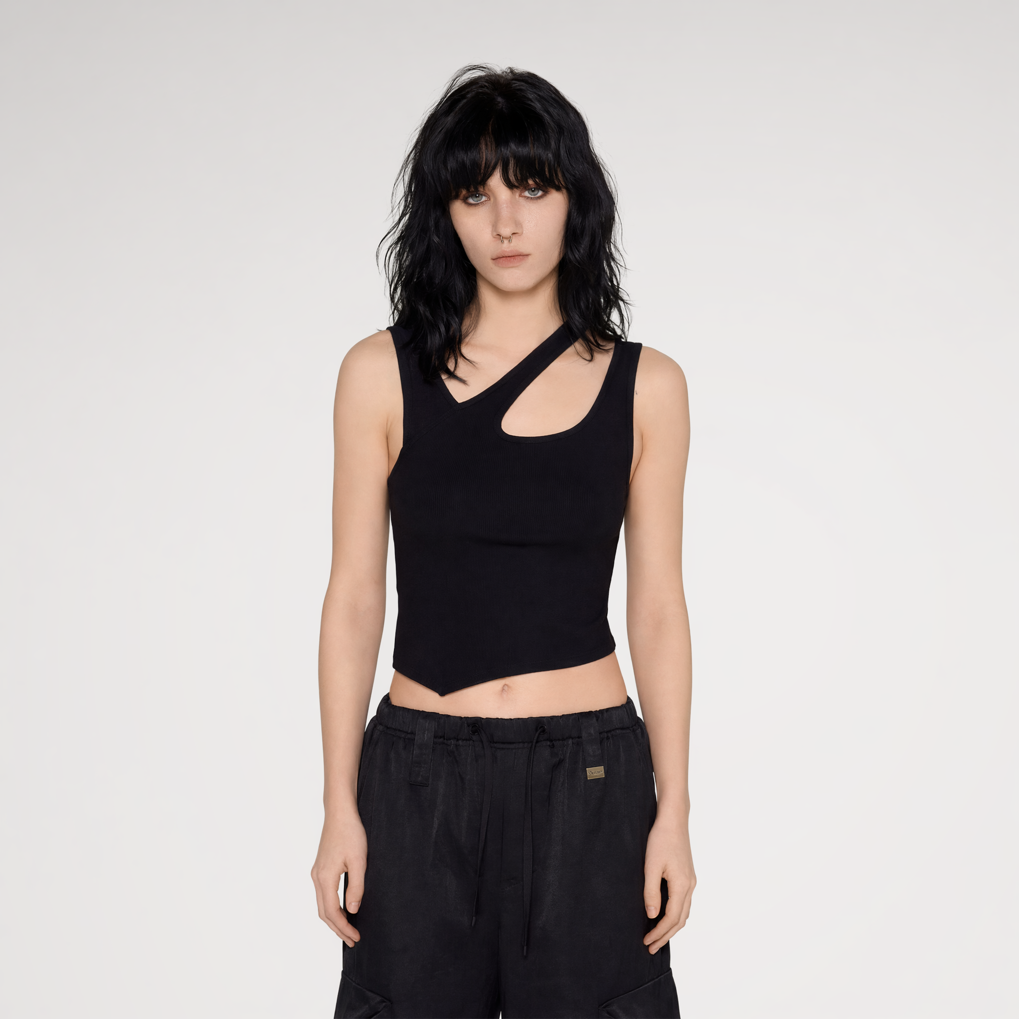 Deconstructed Asymmetric Cutout Tank Top