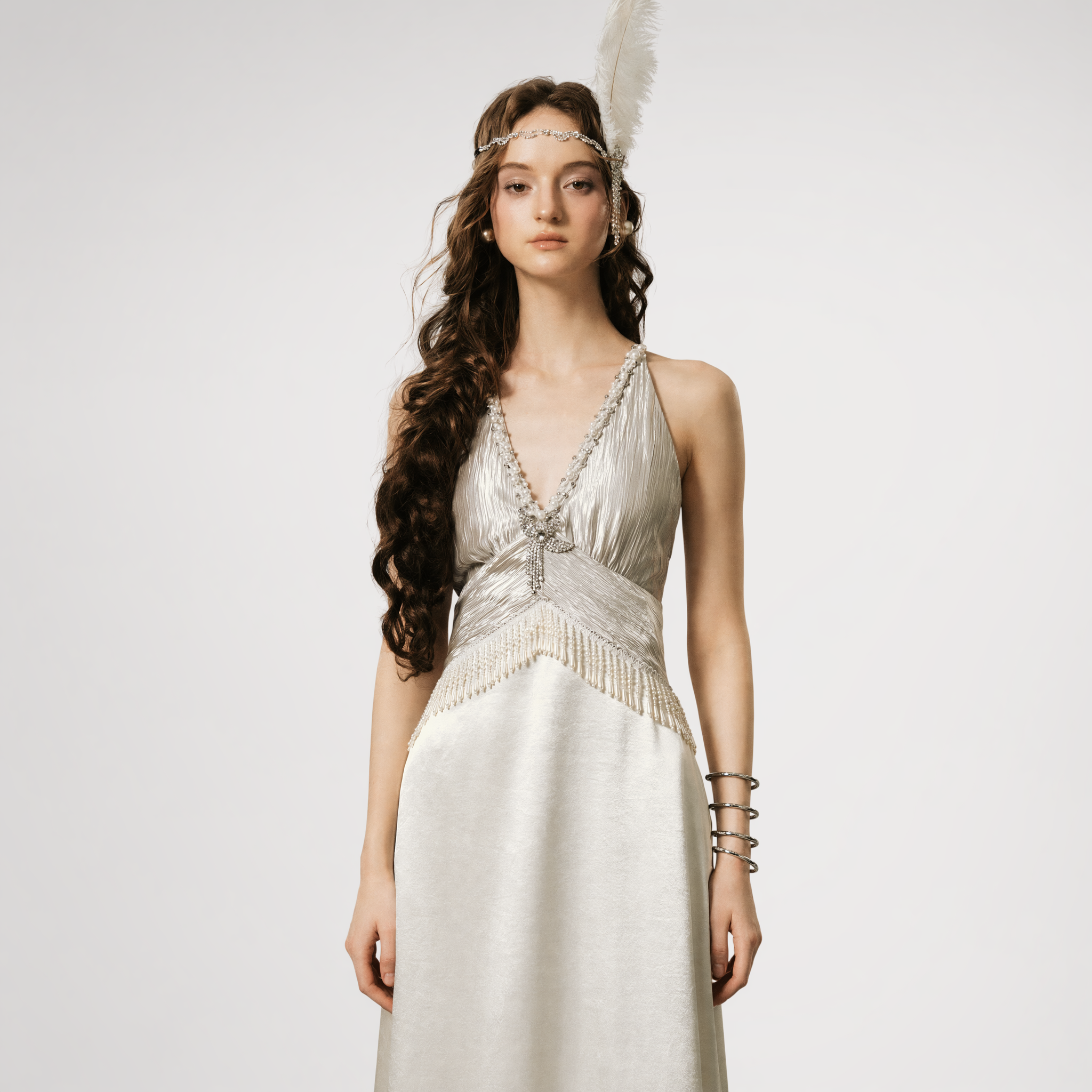 LACEMADE White Pearl Fringe Dress – view 2