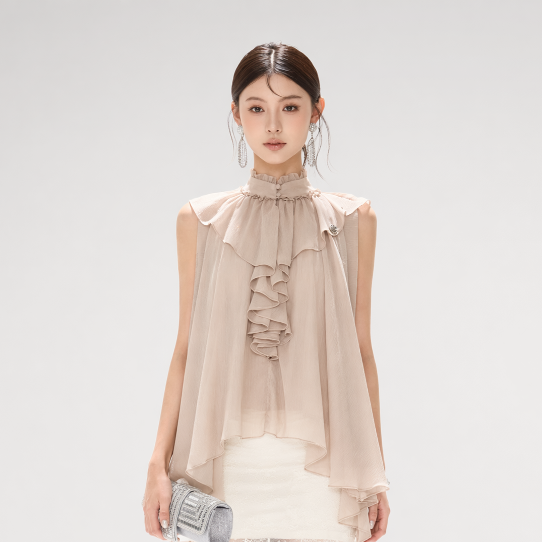 Ruffled Chiffon A-Line Top