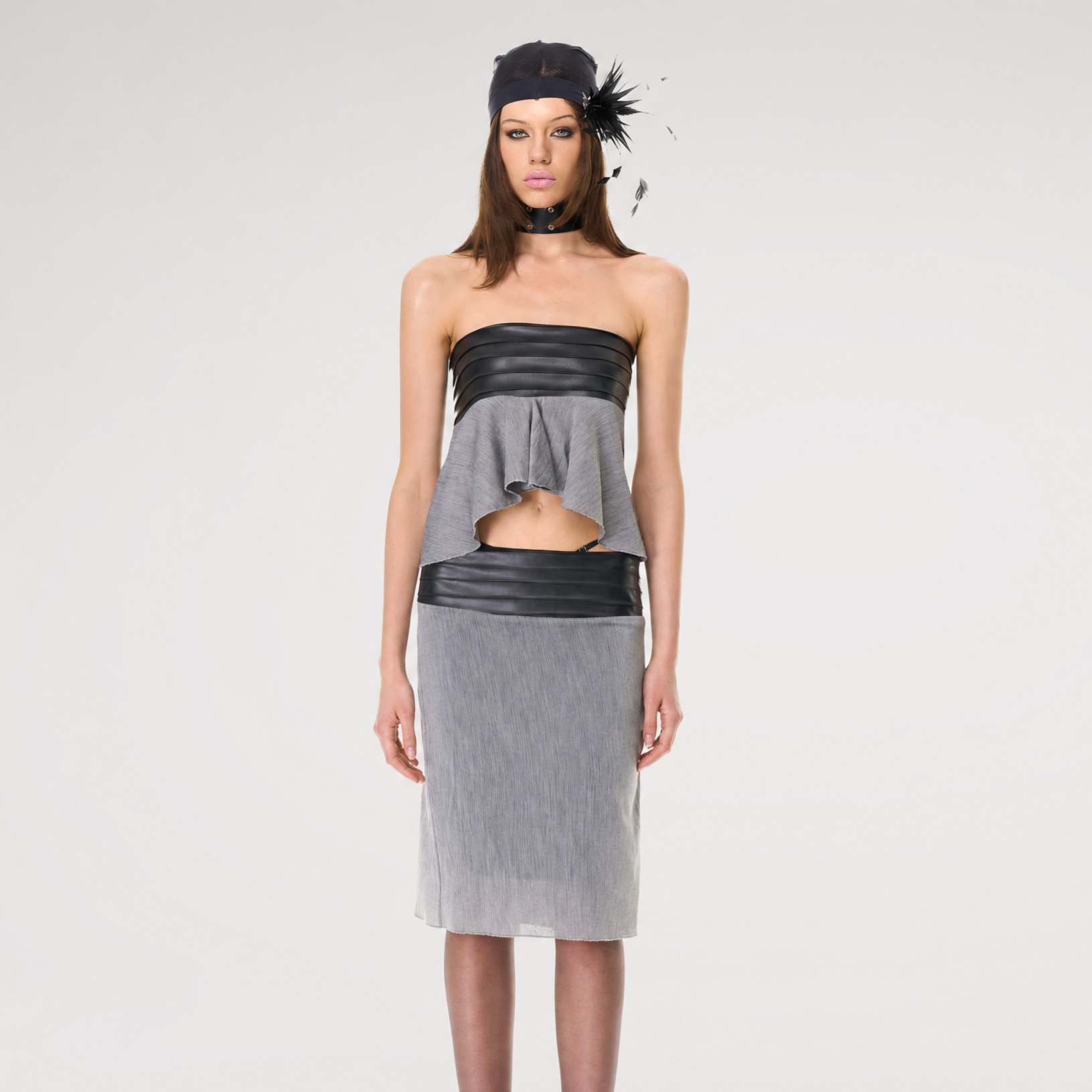 Textured Peplum Skirt Set
