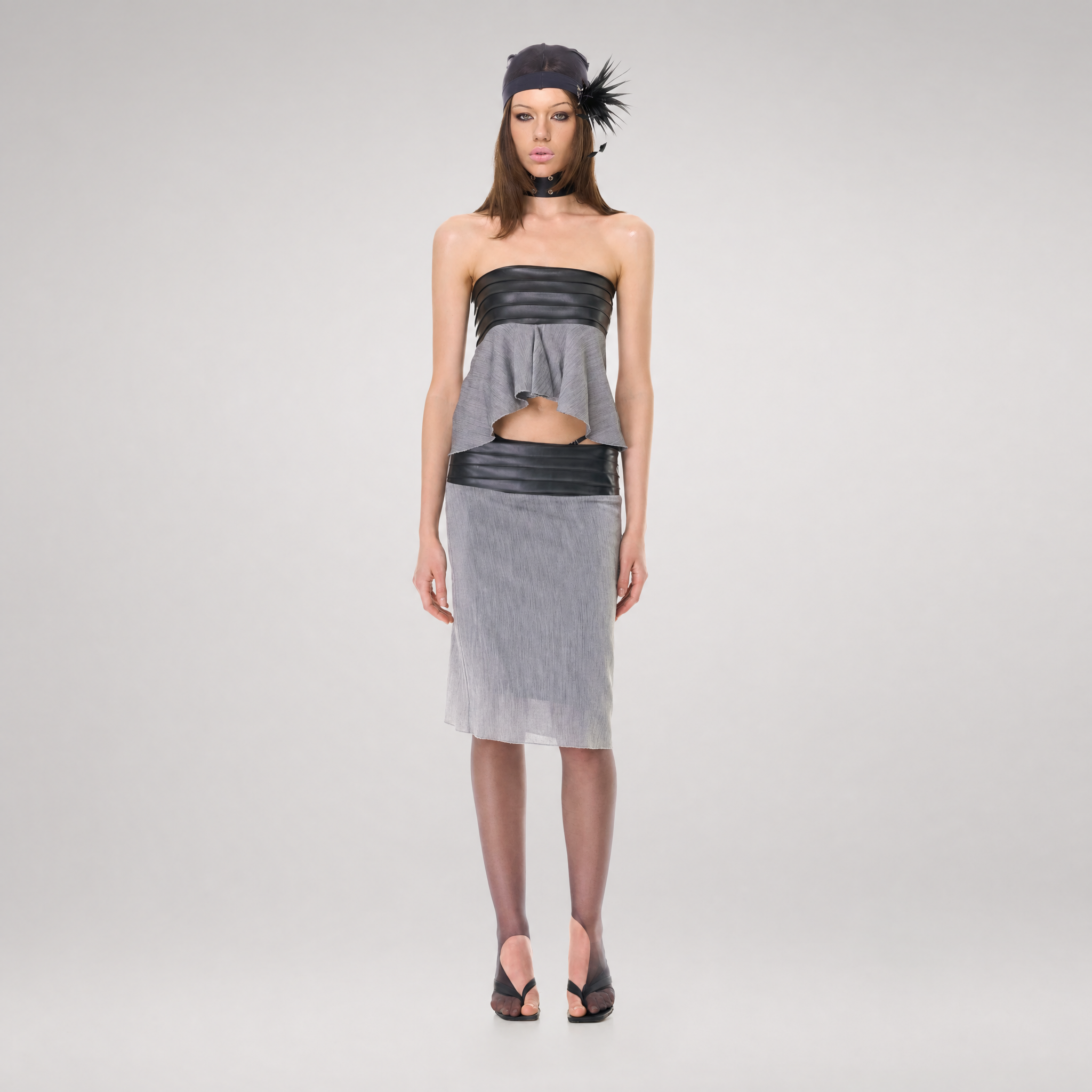 Textured Peplum Skirt Set