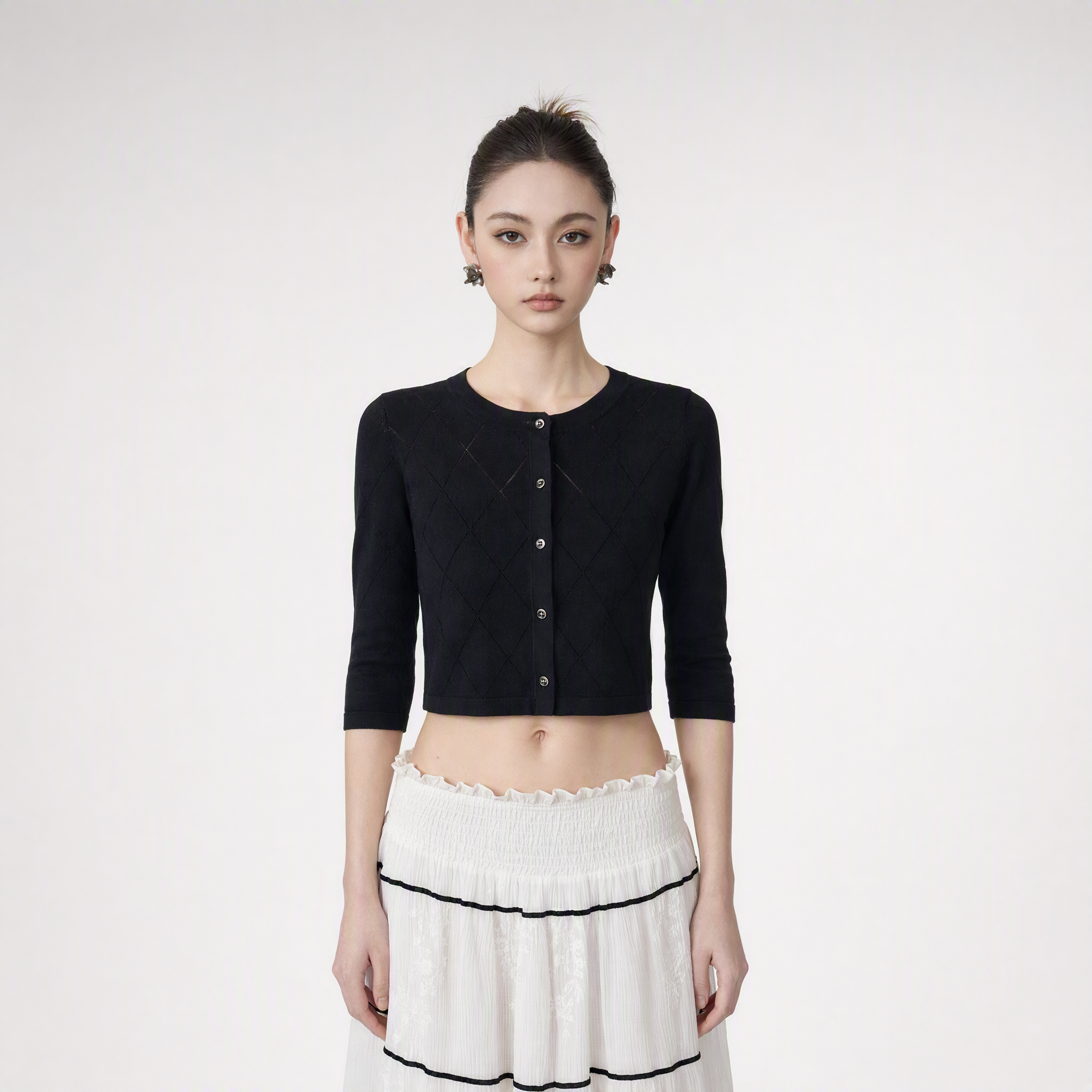 Diamond Cropped Cardigan