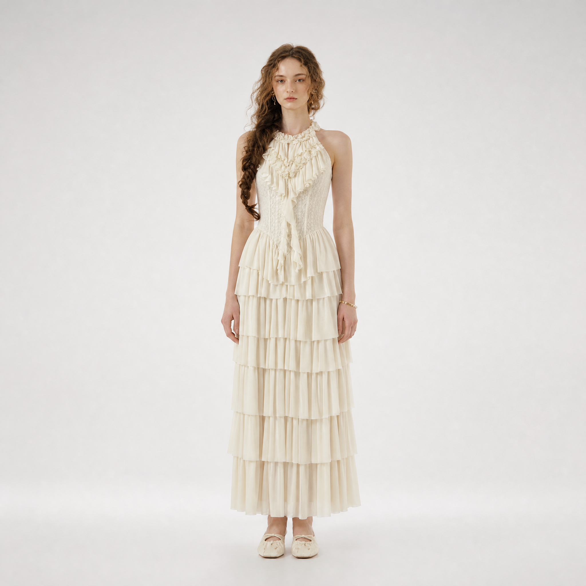 Ruffled Corset Fishbone Dress