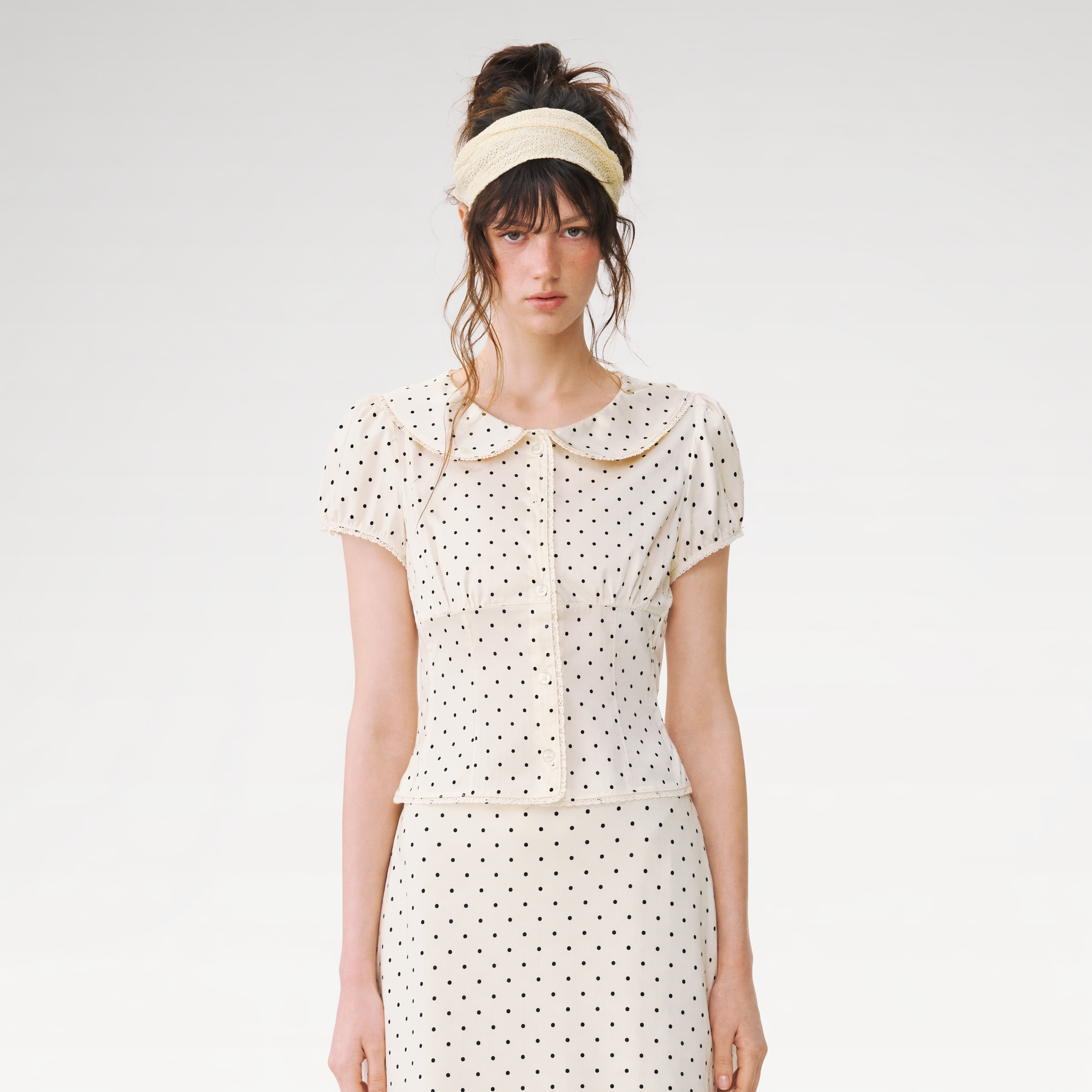 Lace Trim Puff Shirt