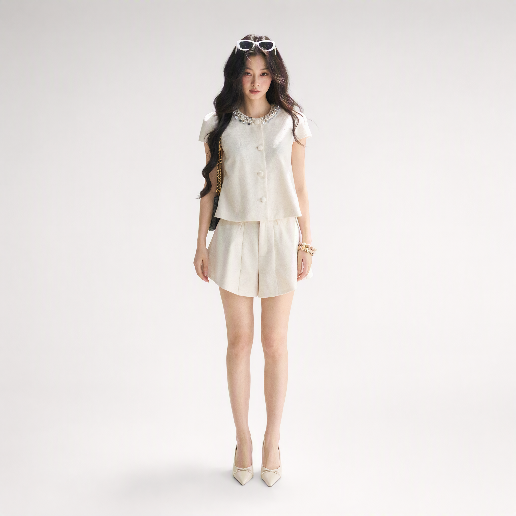 Beaded Collar Short Set