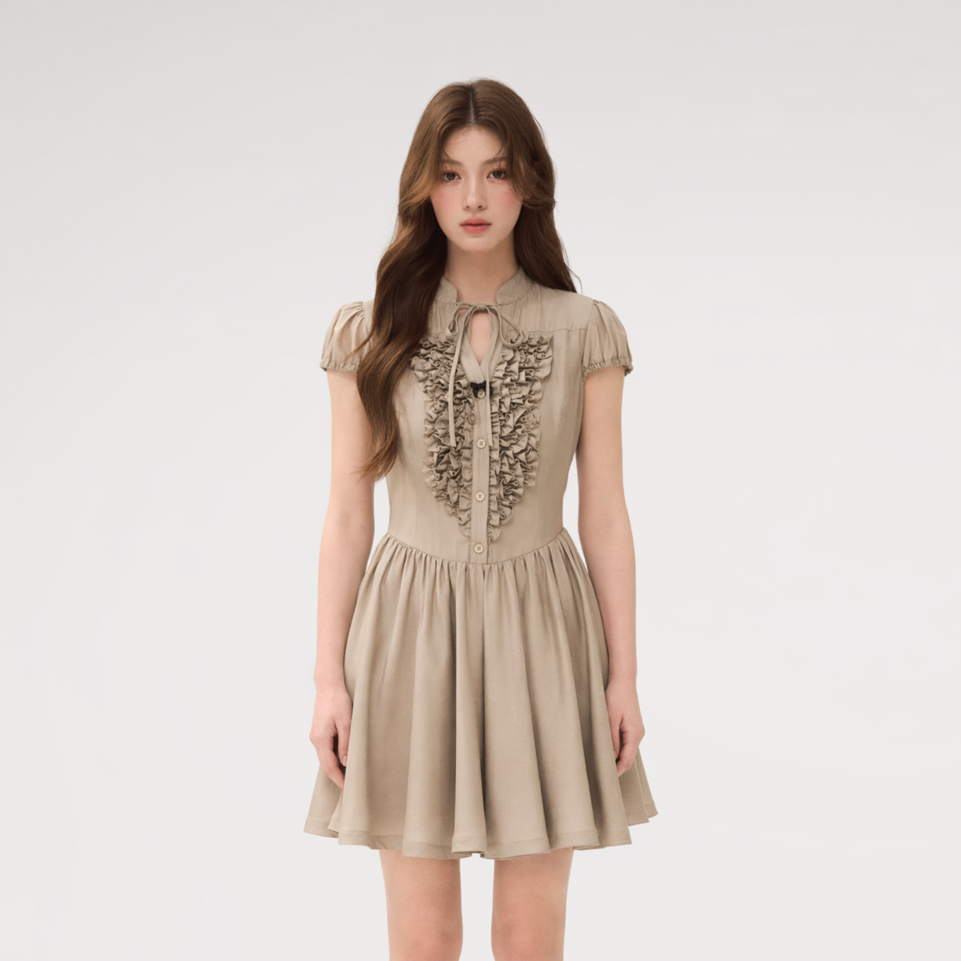 Acetate Ruffle Midi Dress